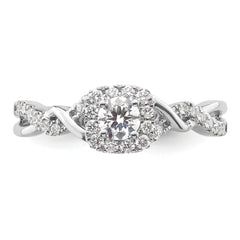 14k White Gold 1/2 carat Lab Grown Diamond VS/SI+ G+ Round Complete Bypass Engagement Ring