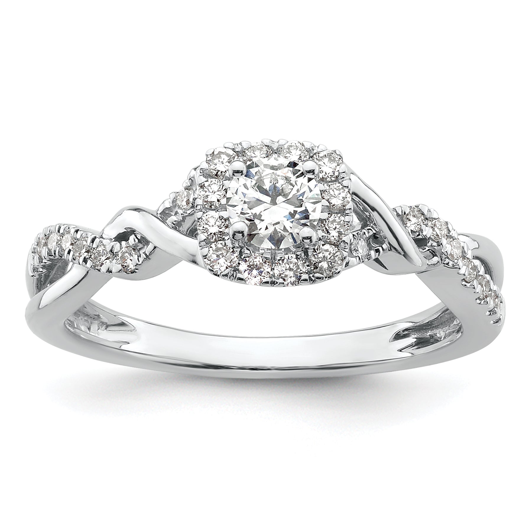 14k White Gold 1/2 carat Lab Grown Diamond VS/SI+ G+ Round Complete Bypass Engagement Ring