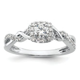 14k White Gold 1/2 carat Lab Grown Diamond VS/SI+ G+ Round Complete Bypass Engagement Ring
