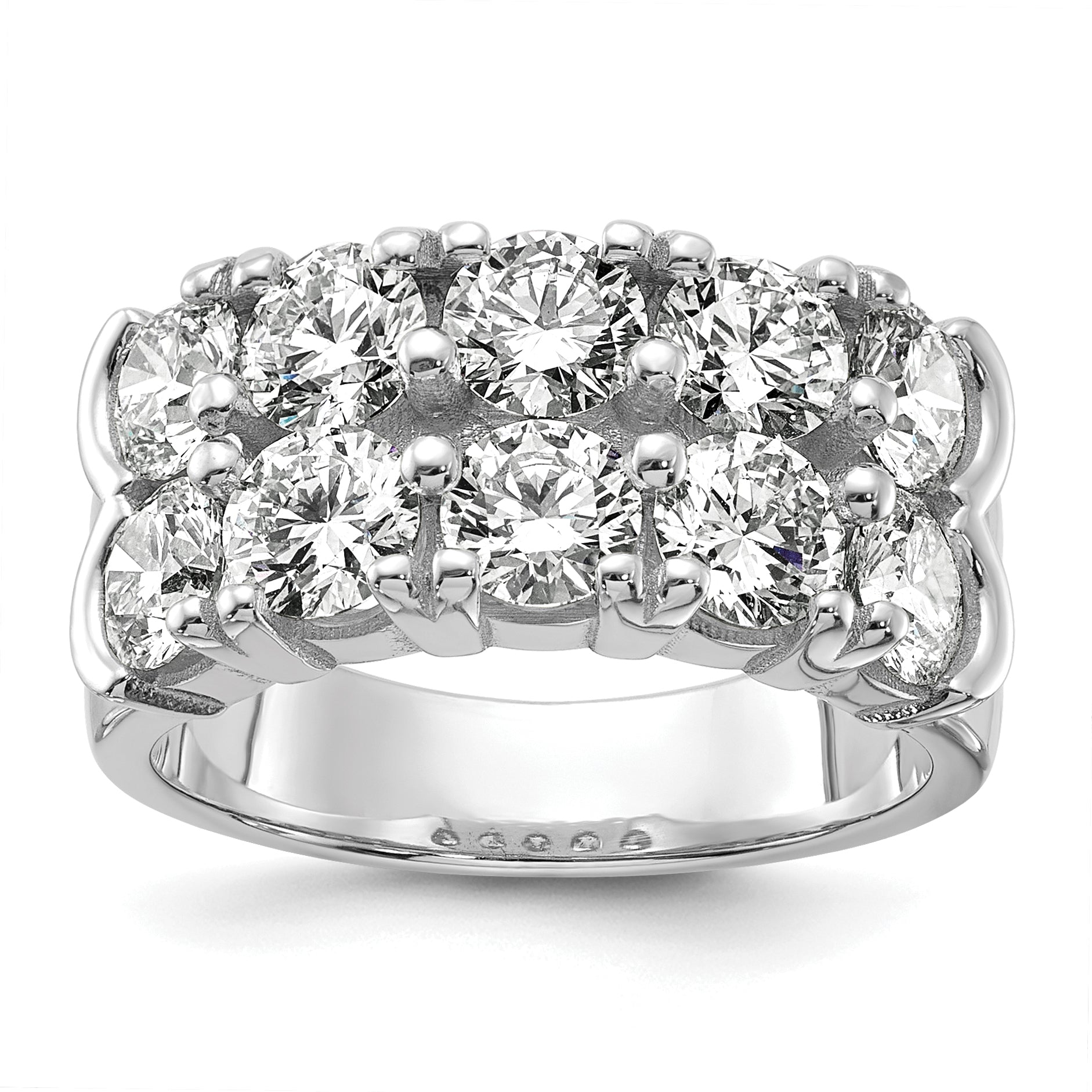14k White Gold 3 3/8 carat Lab Grown Diamond VS/SI+ G+ Ten Stone Complete Double Row Band