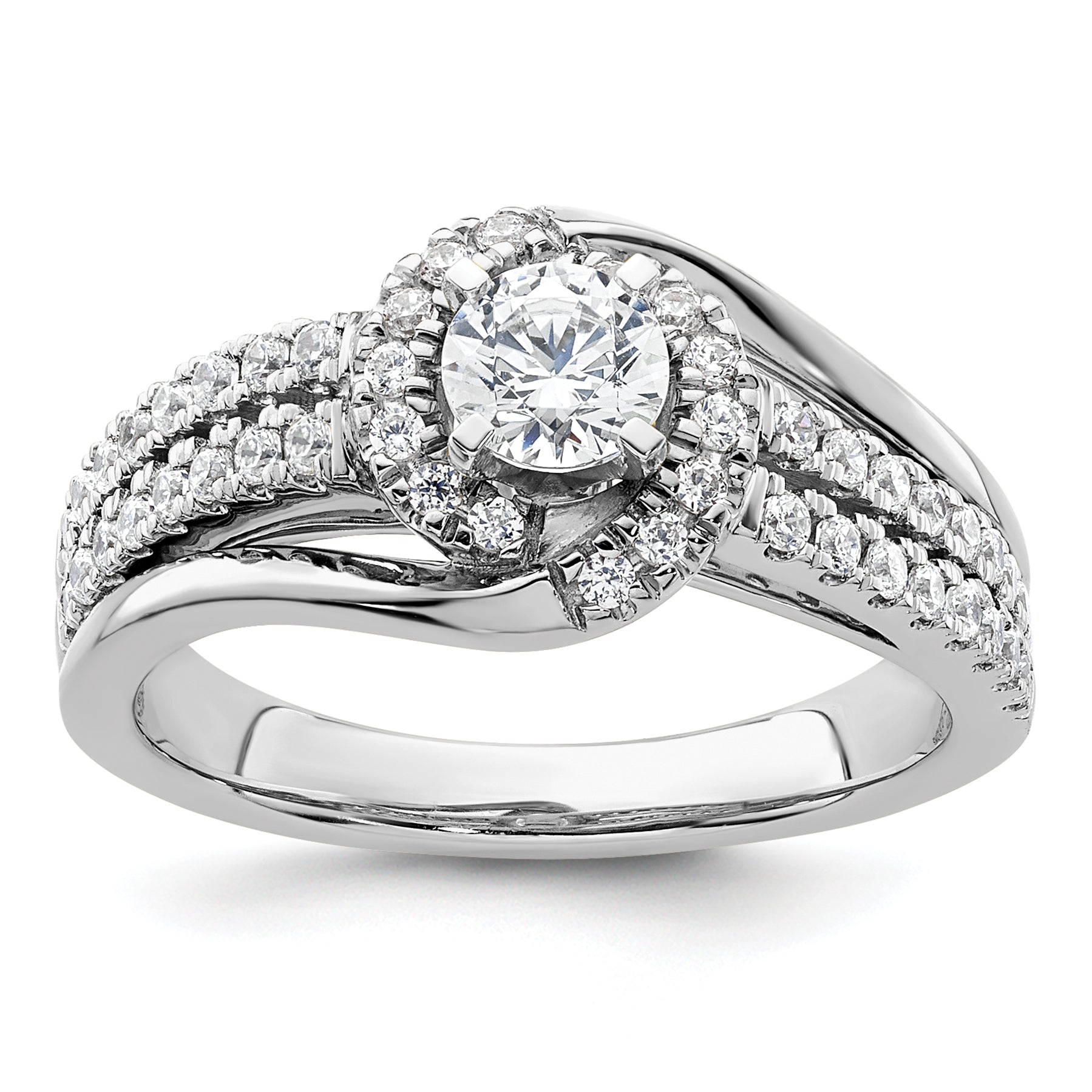 14k White Gold 3/4 carat Lab Grown Diamond VS/SI+ G+ Round Complete Engagement Ring