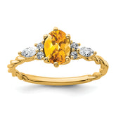 14K Polished Diamond and Citrine Twisted Ring