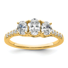 14k 1 1/8 carat Lab Grown Diamond VS/SI+ G+ Oval Complete Three Stone Engagement Ring