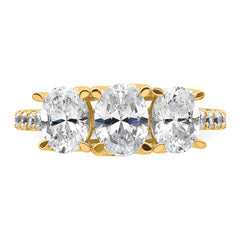 14k 1 5/8 carat Lab Grown Diamond VS/SI+ G+ Oval Complete Three Stone Engagement Ring