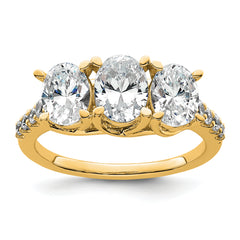 14k 1 5/8 carat Lab Grown Diamond VS/SI+ G+ Oval Complete Three Stone Engagement Ring