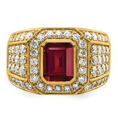 10k 1 7/8 carat Lab Grown Diamond VS/SI+ G+ and Lab Created Ruby Men's Ring