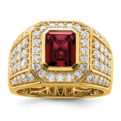 10k 1 7/8 carat Lab Grown Diamond VS/SI+ G+ and Lab Created Ruby Men's Ring