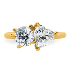14k Two Stone 1 carat Round and 1 1/8 carat Heart Ring Mounting (No Stones Included)