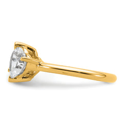 14k 2 1/8 carat Lab Grown Diamond VS+ F+ Round and Heart Complete Asymmetrical Two Stone Engagement Ring