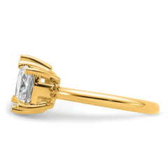 14k 2 carat Lab Grown Diamond VS+ F+ Cushion and Pear Complete Asymmetrical Two Stone Engagement Ring