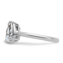 14k White Gold 2 carat Lab Grown Diamond VS+ F+ Princess and Pear Complete Asymmetrical Two Stone Engagement Ring