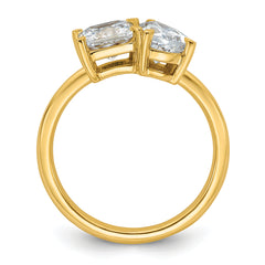 14k 2 carat Lab Grown Diamond VS+ F+ Princess and Pear Complete Asymmetrical Two Stone Engagement Ring