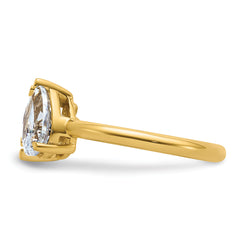 14k 2 carat Lab Grown Diamond VS+ F+ Princess and Pear Complete Asymmetrical Two Stone Engagement Ring