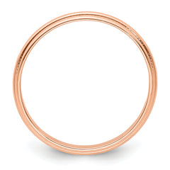 14k Rose Gold 3mm Lightweight Milgrain Half Round Wedding Band Size 9.5