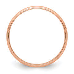 14k Rose Gold 4mm Lightweight Milgrain Half Round Wedding Band Size 9.5