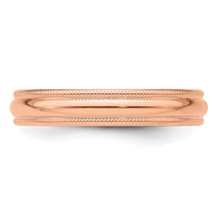 14k Rose Gold 4mm Lightweight Milgrain Half Round Wedding Band Size 9.5