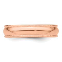 14k Rose Gold 5mm Lightweight Milgrain Half Round Wedding Band Size 9.5