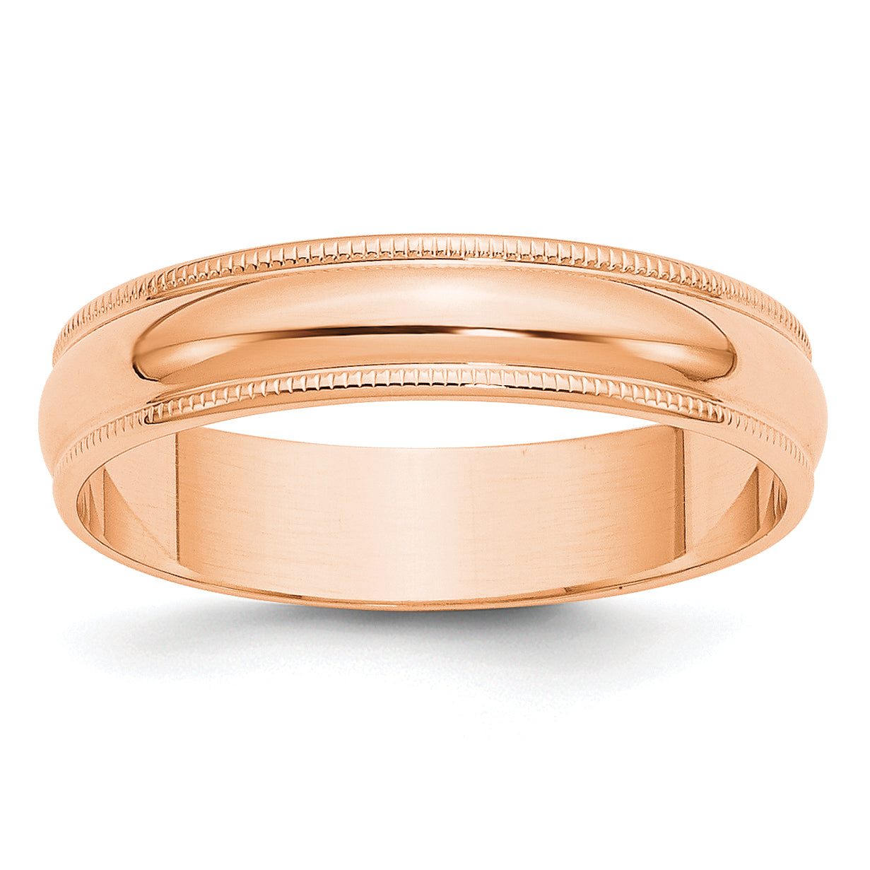 14k Rose Gold 5mm Lightweight Milgrain Half Round Wedding Band Size 9.5