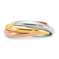 10k Tri-color Polished Rolling Ring Size 10