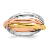 14k Tri-color Polished Rolling Ring
