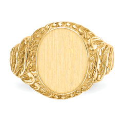 14k 10.5x13.0mm Closed Back Mens Signet Ring