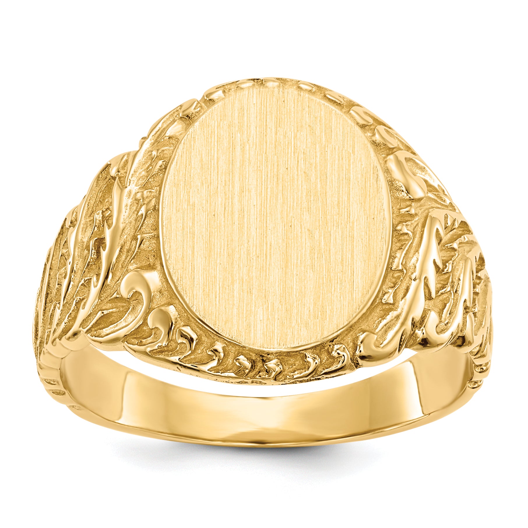 14k 10.5x13.0mm Closed Back Mens Signet Ring