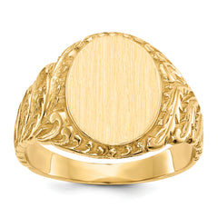 14k 10.5x13.0mm Closed Back Mens Signet Ring