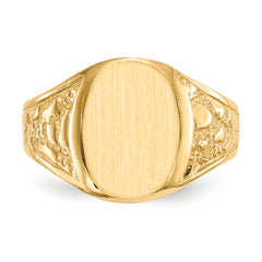 14k 11.0x14.5mm Closed Back Mens Signet Ring