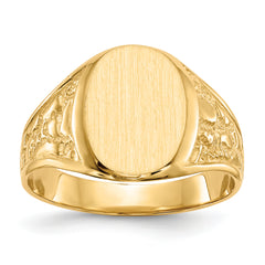 14k 11.0x14.5mm Closed Back Mens Signet Ring