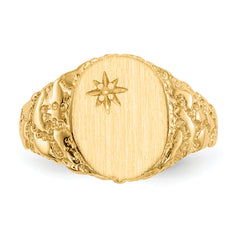 14k 9.0x11.0mm Closed Back Diamond Signet Ring Mounting (No Stone Included)