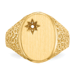 14k 12.0x16.0mm Open Back Diamond Mens Signet Ring Mounting (No Stone Included)