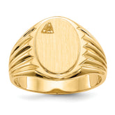 14k 10.0x13.5mm Open Back Diamond Mens Signet Ring Mounting (No Stone Included)