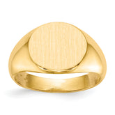 14k 13.5x12.5mm Open Back Mens Signet Ring