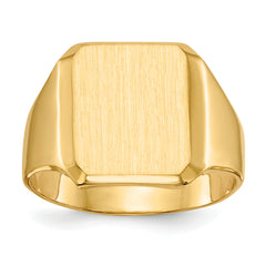 14k 12.5x15.0mm Closed Back Mens Signet Ring