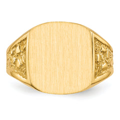 14k 14.0x12.5mm Closed Back Mens Signet Ring
