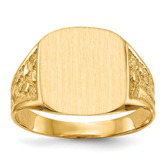 14k 14.0x12.5mm Closed Back Mens Signet Ring