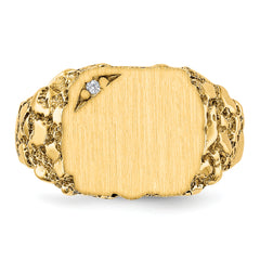 14k 11.5x10.0mm AA Diamond Closed Back Signet Ring