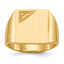 14k 13.0x14.0mm Closed Back Diamond Mens Signet Ring Mounting (No Stone Included)