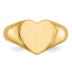 14k 9.5x9.5mm Open Back Heart Signet Ring