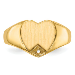14k .005ct. Diamond Closed Back 9.0x9.0mm Heart Signet Ring Mounting (No Stone Included)