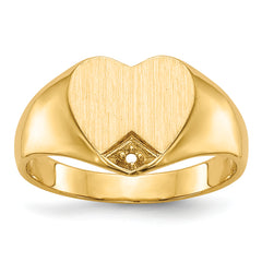 14k .005ct. Diamond Closed Back 9.0x9.0mm Heart Signet Ring Mounting (No Stone Included)