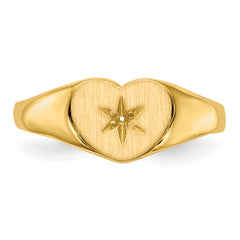 14k .01ct. Diamond 10.0x7.0mm Open Back Heart Signet Ring Mounting (No Stone Included)