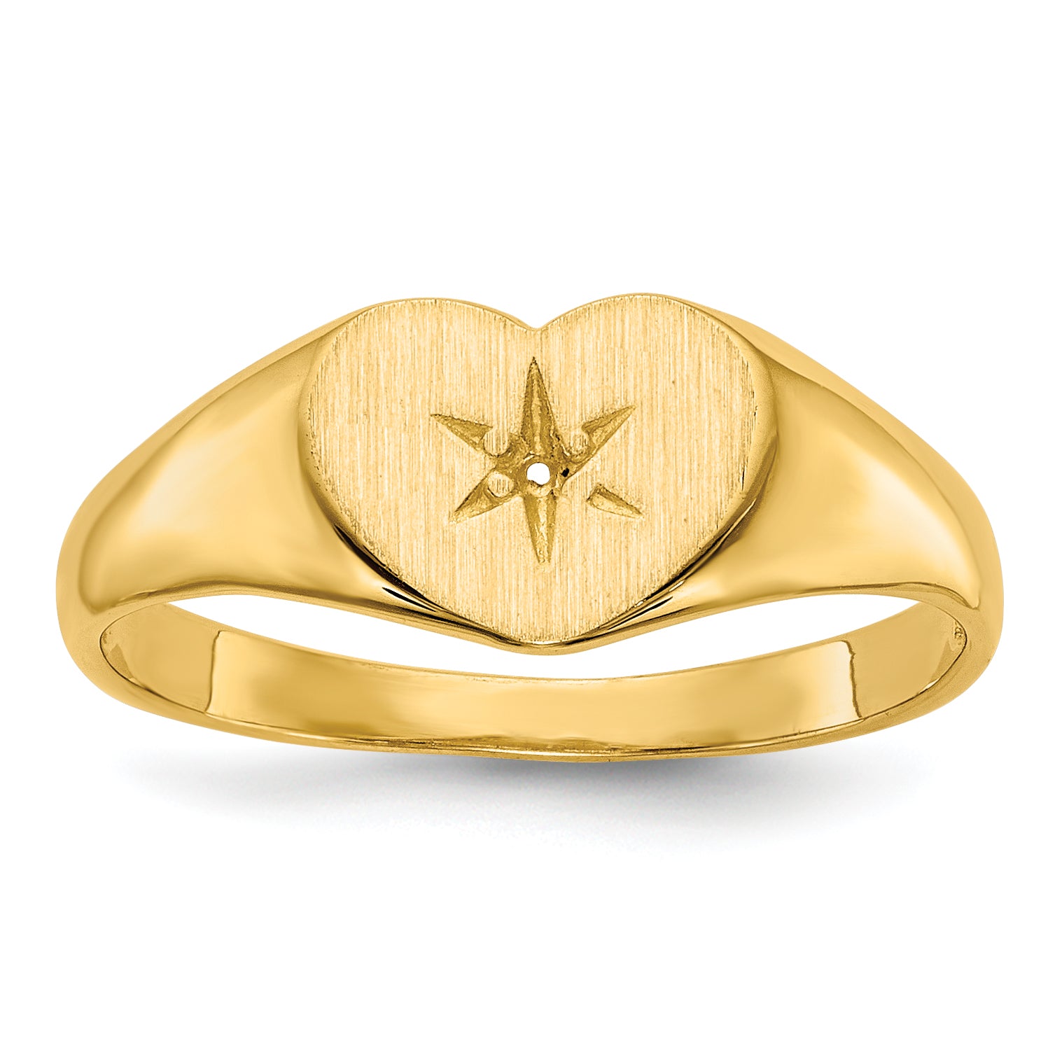 14k .01ct. Diamond 10.0x7.0mm Open Back Heart Signet Ring Mounting (No Stone Included)