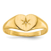 14k .01ct. Diamond 10.0x7.0mm Open Back Heart Signet Ring Mounting (No Stone Included)