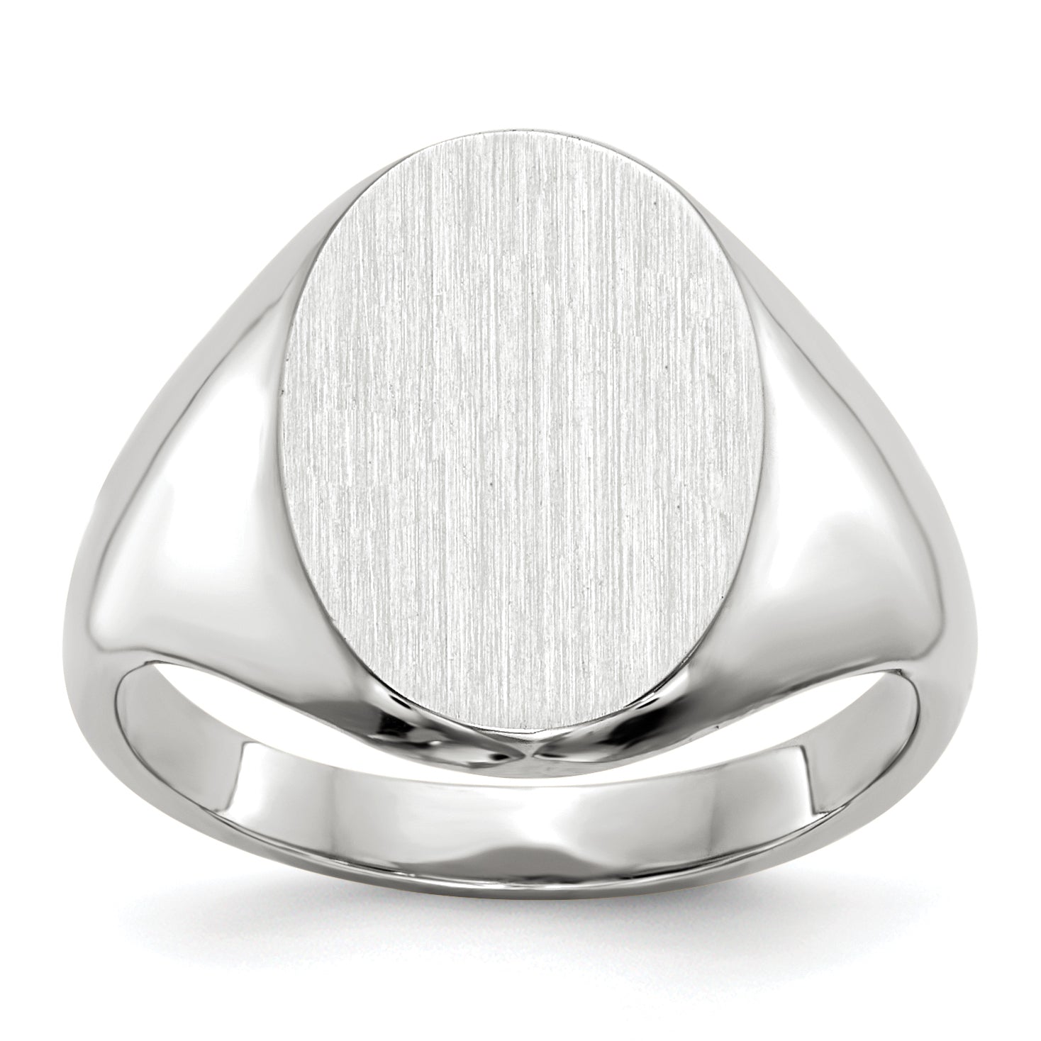 14k White Gold 8.0x11.5mm Closed Back Signet Ring