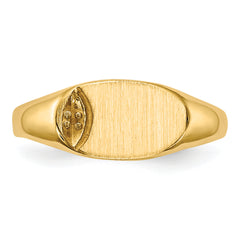 14k Child's .005ct. Diamond 10x6mm Closed Back Signet Ring Mounting (No Stone Included)