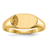 14k Child's .005ct. Diamond 10x6mm Closed Back Signet Ring Mounting (No Stone Included)