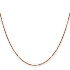 14K Rose Gold 24 inch .9mm Box Link with Lobster Clasp Chain