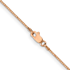 14K Rose Gold 24 inch .9mm Box Link with Lobster Clasp Chain