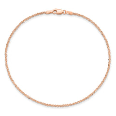 14K Rose Gold 9 inch 1.7mm Ropa with Lobster Clasp Anklet